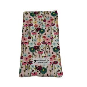 Handmade Quilted Eyeglass Case Pink with Multicolor Poppies Floral Pattern NEW